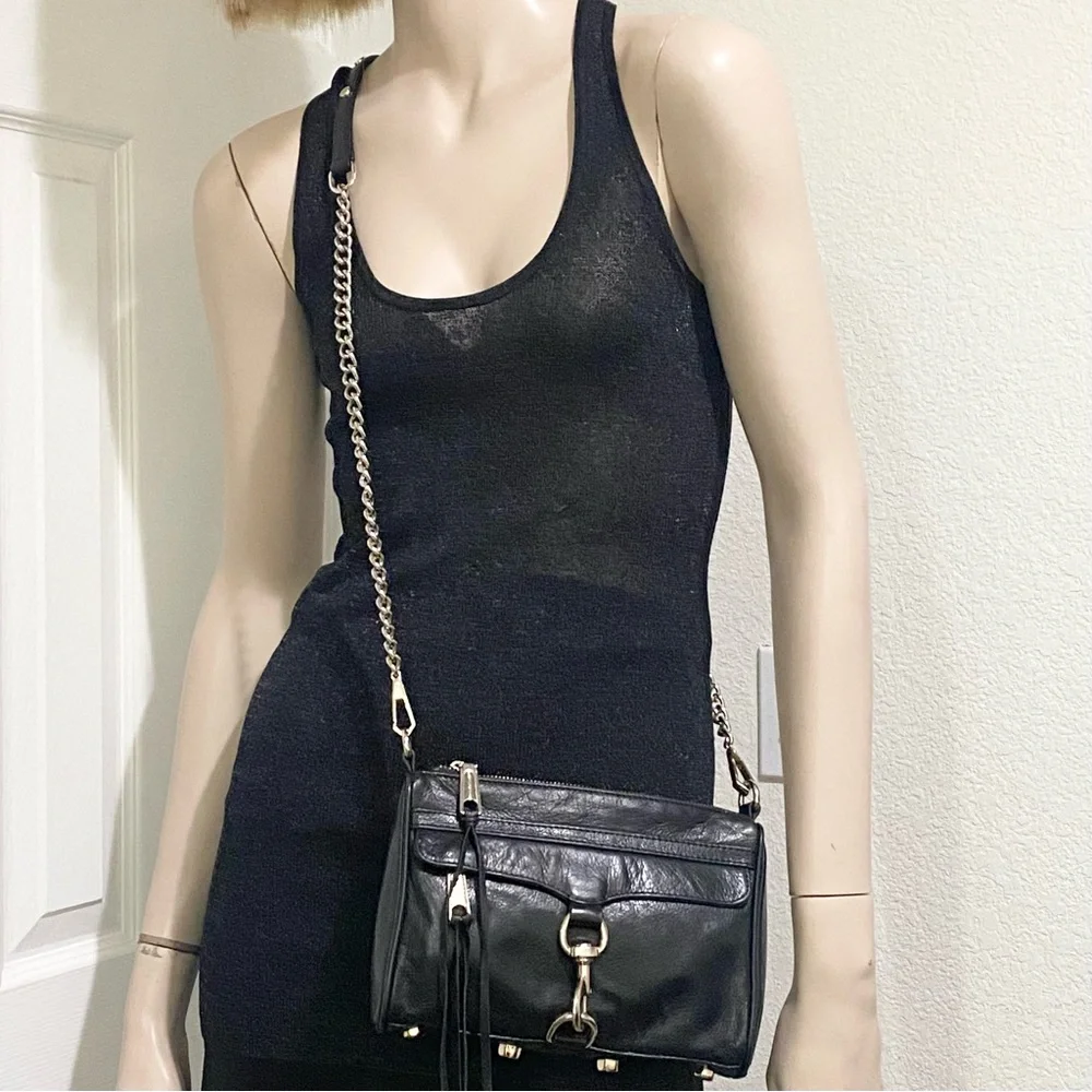 REBECCA MINKOFF Mini MAC Black Leather Crossbody Bag - Picture 2 of 16